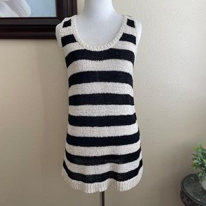 Loft loose knit striped tank black cream